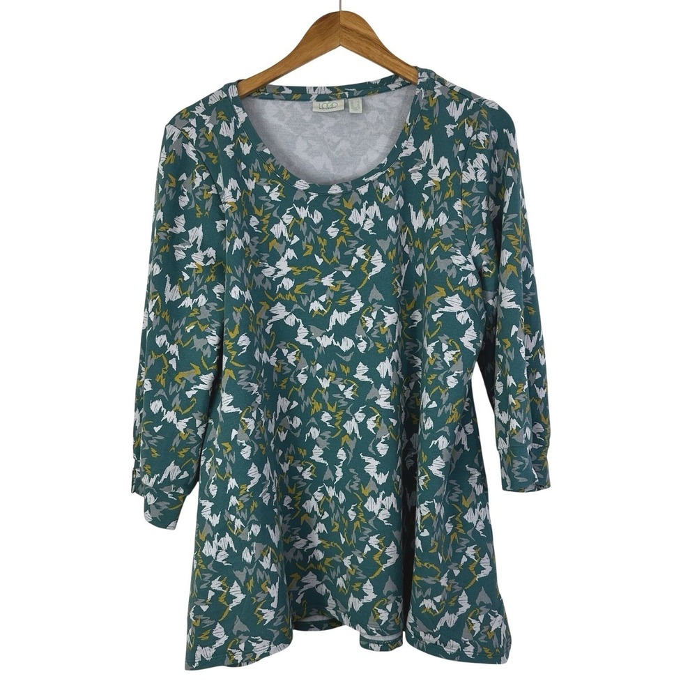 LOGO Lounge by Lori Goldstein Tunic Top Abstract Womens Large Multicolor Pockets